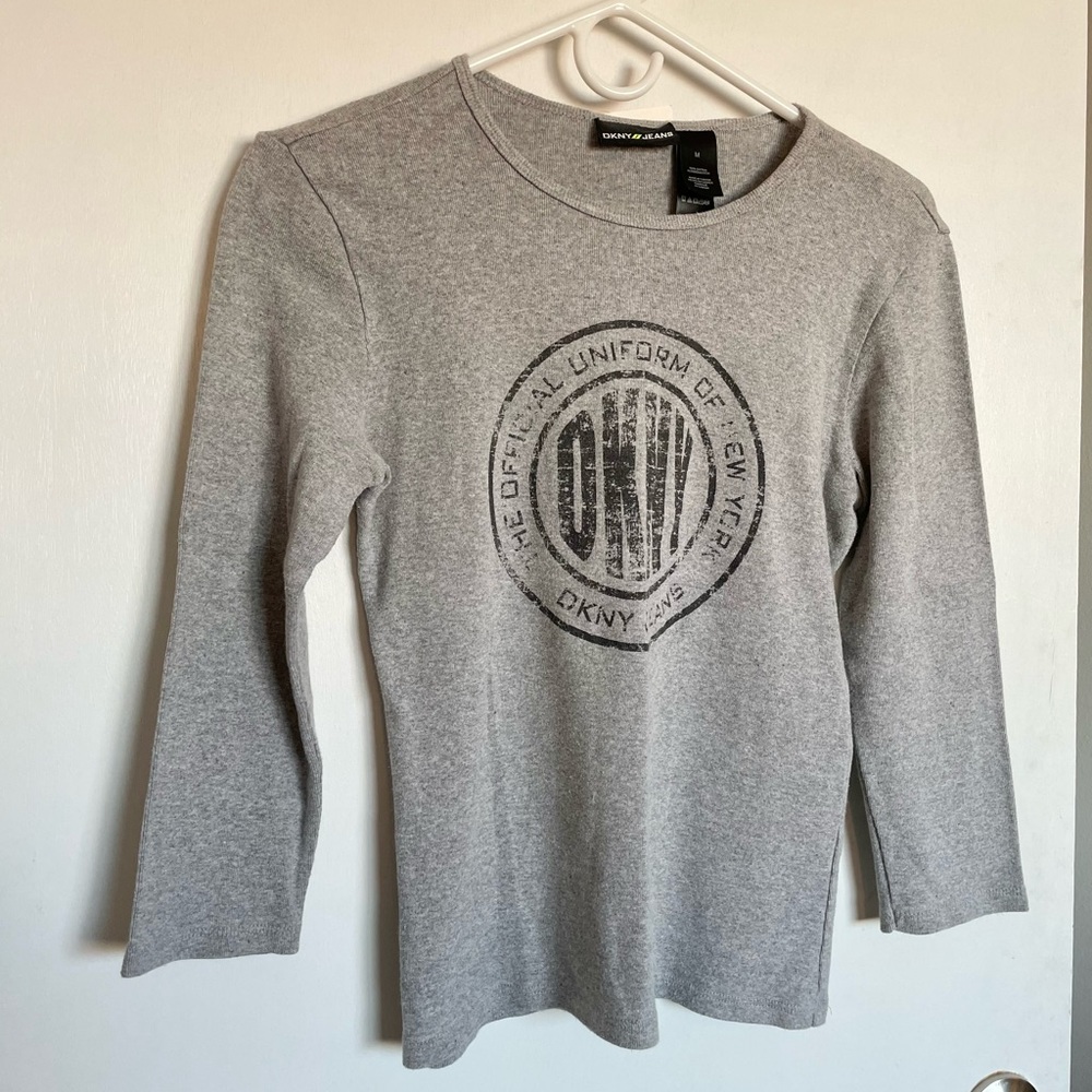 DKNY Jeans Crewneck Logo Top - Size M - Picture 2 of 11